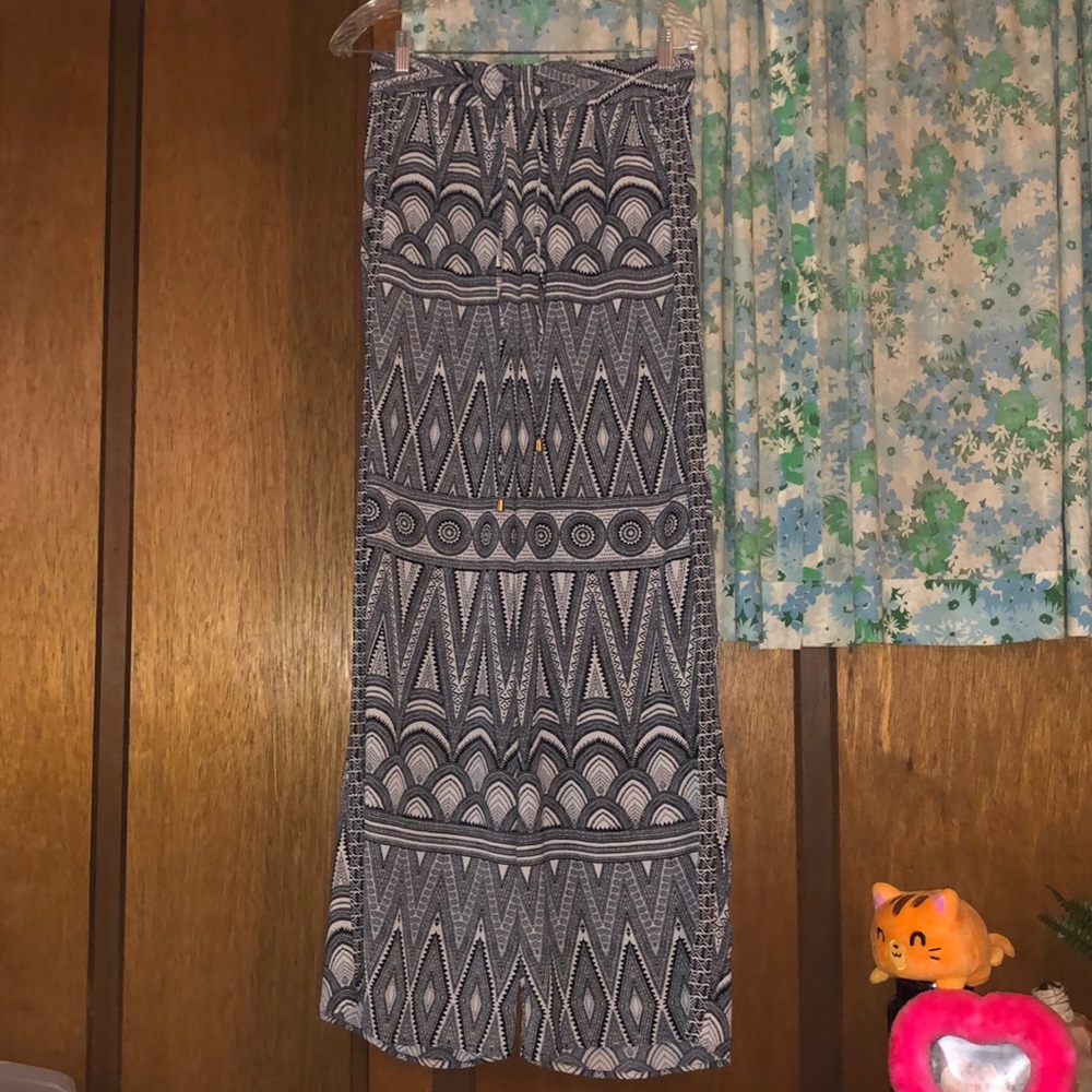 H&M Boho Black & White Print Wide Leg Pants